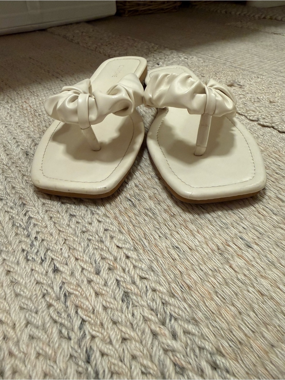 Cupshe White Ruched Square-Toe Slide Mules - Picture 3 of 4
